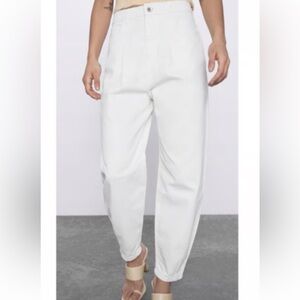 Zara denim barrel pants high rise Academic casual